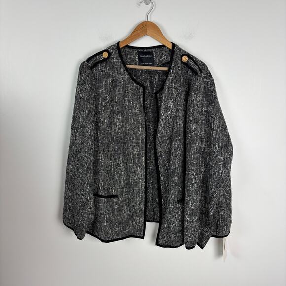NWT BloomChic Tweed Pocket Button Jacket Gray Women’s Plus 18/20 Academia - Picture 2 of 10